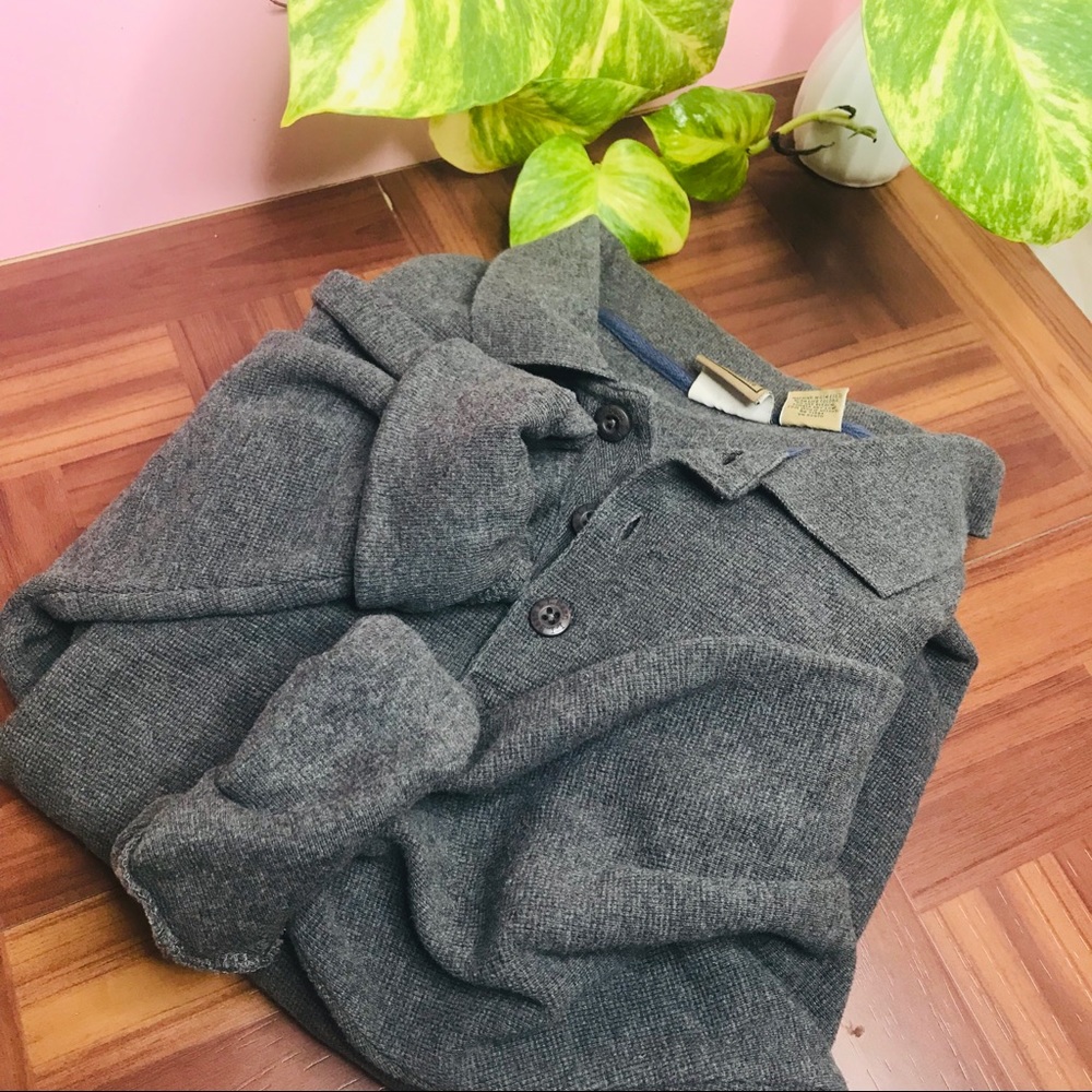 vtg retro 90s gray L.L.Bean polo pullover - Picture 8 of 8
